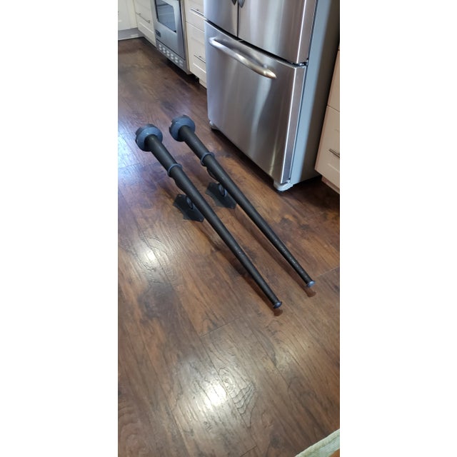 Large 57 in Tall....1950s Black Metal Torchiere Wall Mount Candle Sconces - a Pair For Sale - Image 4 of 8