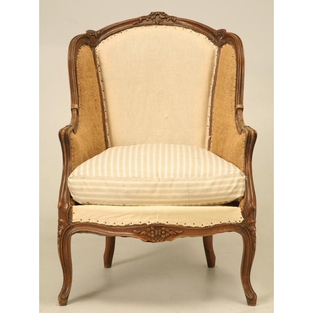 Off-white Antique French Hand-Carved Walnut Louis XV Style Chair, Down Cushion Circa 1880s For Sale - Image 8 of 10