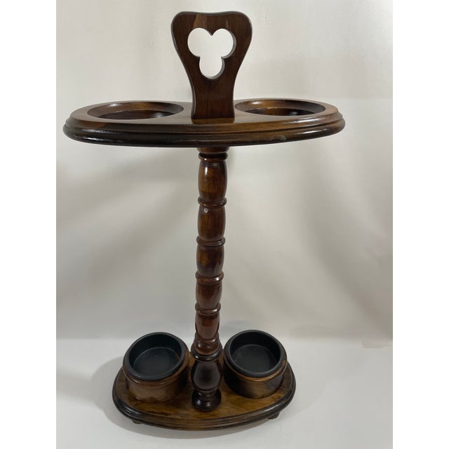 Wood Vintage 1980s Walnut Double Umbrella Stick Stand For Sale - Image 7 of 17
