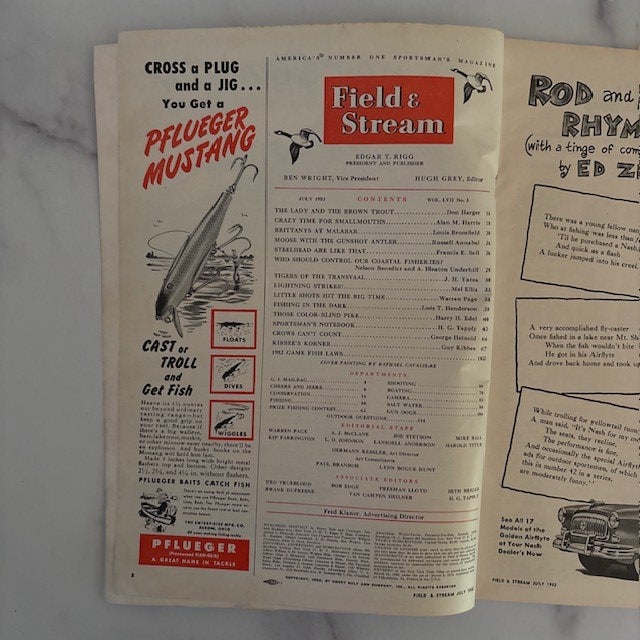 Mid-Century Modern Mid-Century 1950's Field & Stream Magazine With Rare Female Cover Art For Sale - Image 3 of 3