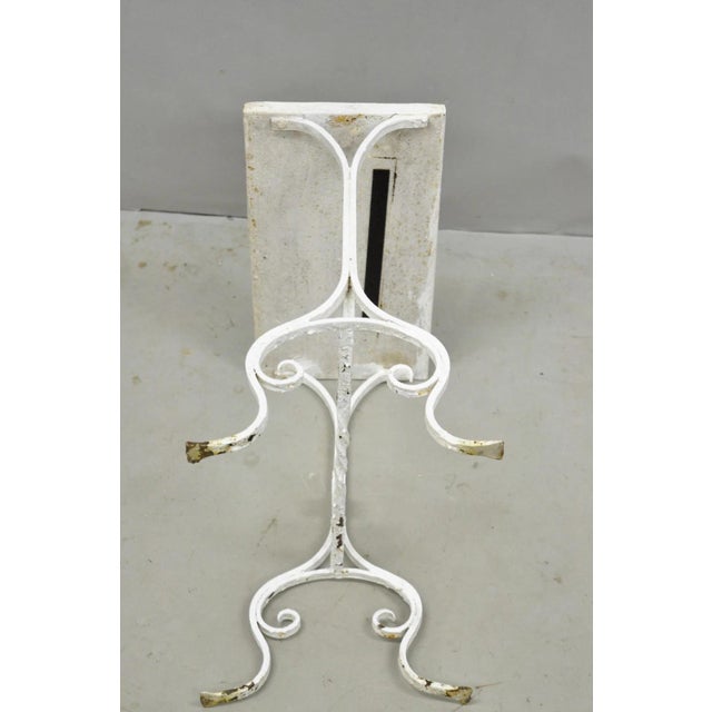 Antique Arts & Crafts Wrought Iron Side Table W/ Catalina California Tile Top For Sale - Image 14 of 15