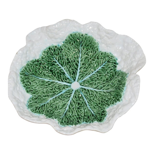 Vintage Portuguese Majolica Cabbage Bowl Bordallo Pinheiro C. Rainha For Sale