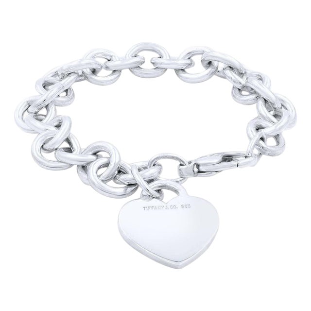 Tiffany & Co. Sterling Silver Heart Tag Charm Bracelet Tiffany & Co. In Box For Sale