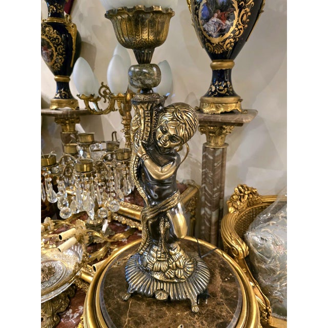 Figurative Baroque Style Cherub Table Lamp With Gilt Bronze Finish For Sale - Image 3 of 5