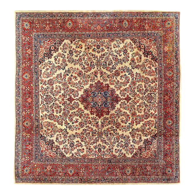 1920s Pasargad DC Fine Hand Knotted Persian Antique Square Sarouk Rug For Sale