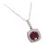1.24ct Ruby Pendant W Earth Mined Diamonds in Solid 14k White Gold Cushion 6mm For Sale