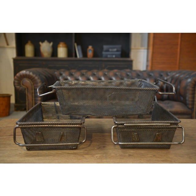 Gray Industrial Mesh Boxes, 1960s, Set of 3 For Sale - Image 8 of 15