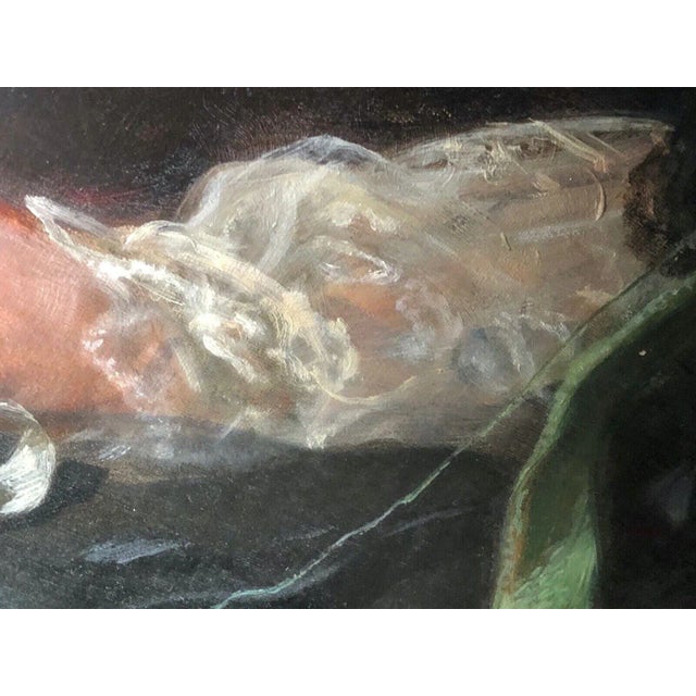 Late 19th Century Large Victorian Oil Portrait Painting of a Lady Knitting, Possibly Lady Laing (1831–1913) John Maler Collier For Sale - Image 5 of 12
