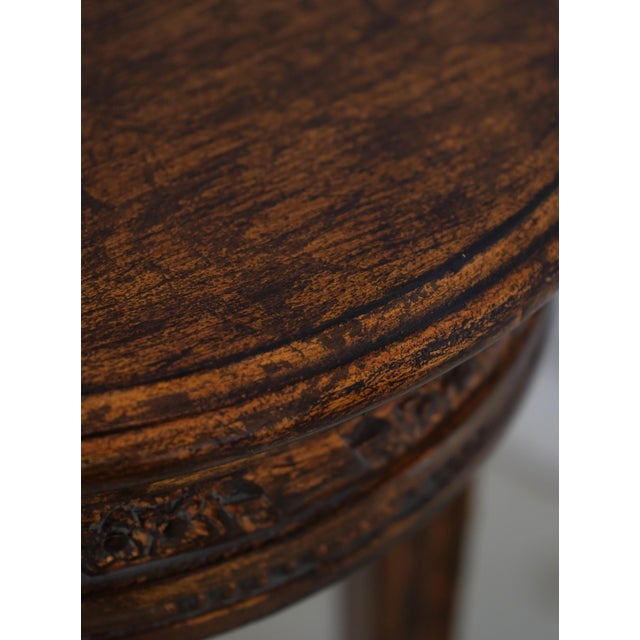 Carved French Style Round Pedestal Table For Sale - Image 4 of 9