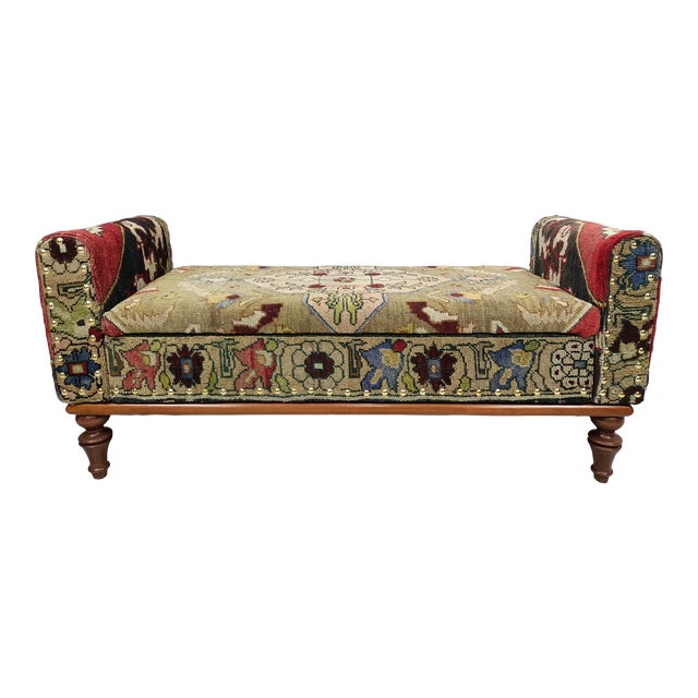 Mid Century Modern Kilim Upholstered Storage Bench With Arms Chairish