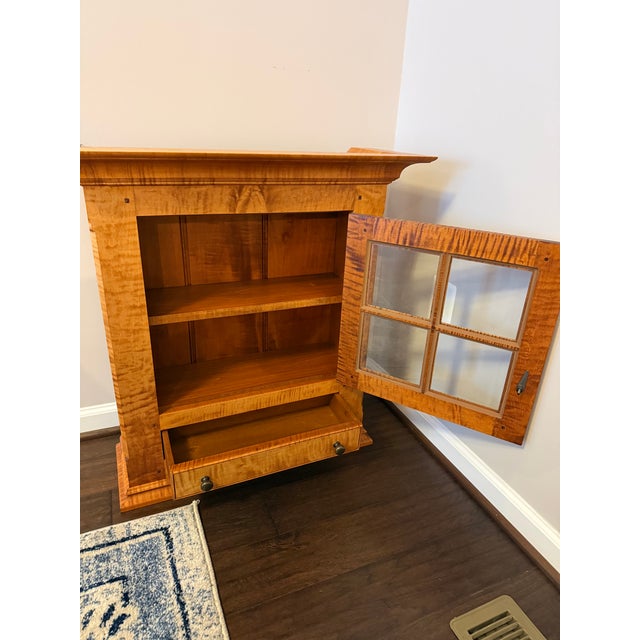 American Jl Treharn Tiger Maple Hanging Cabinet For Sale - Image 3 of 4