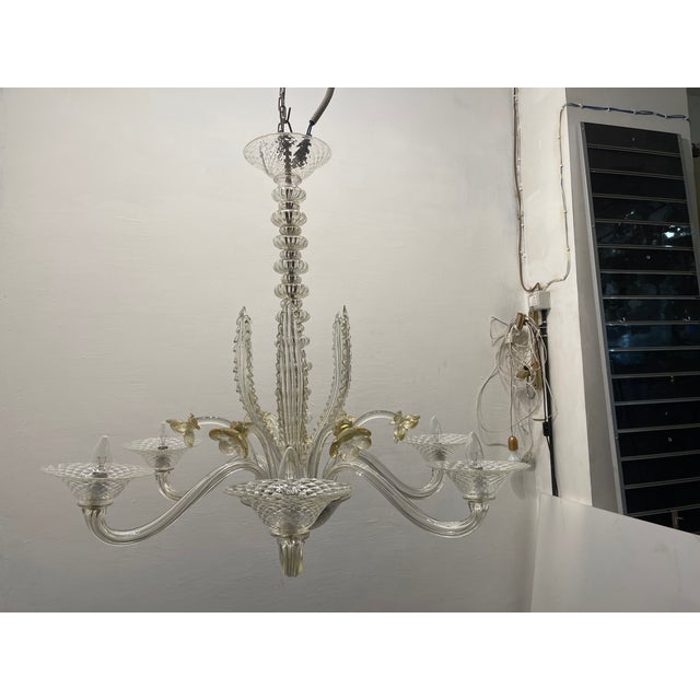 Gold Large Venetian Murano Glass Chandelier, 1960s For Sale - Image 8 of 17