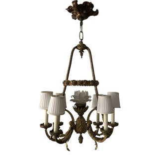 1930s Art Nouveau Six-Arm Chandelier For Sale