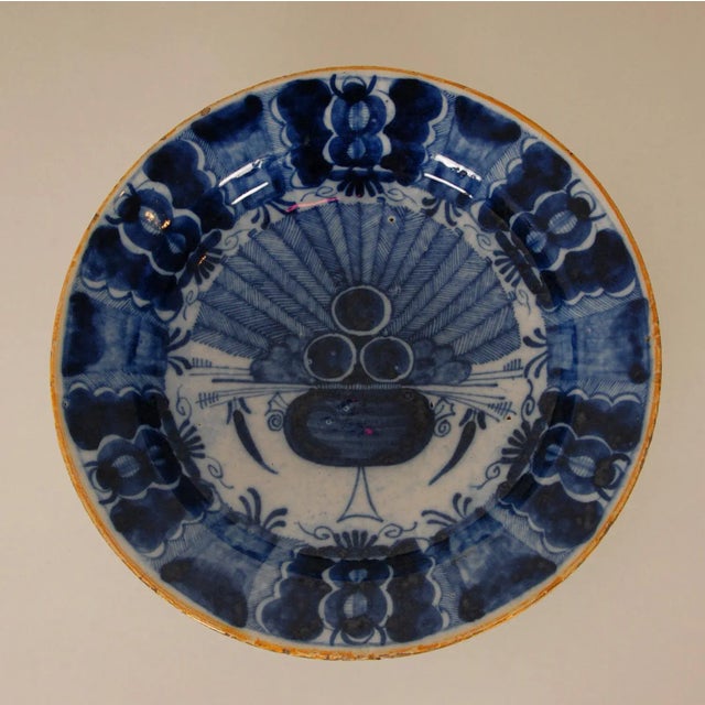 Chinoiserie Antique Delft Plate Delftware Blue and White Neoclassical Collectors Cabinet Plate Dish For Sale - Image 3 of 13