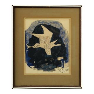 1980s Framed French Lithograph “Les Étoiles” After Georges Braque For Sale
