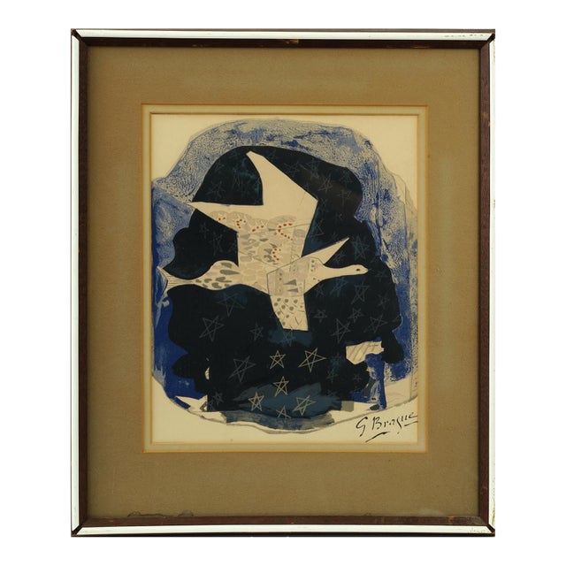 1980s Framed French Lithograph “Les Étoiles” After Georges Braque For Sale