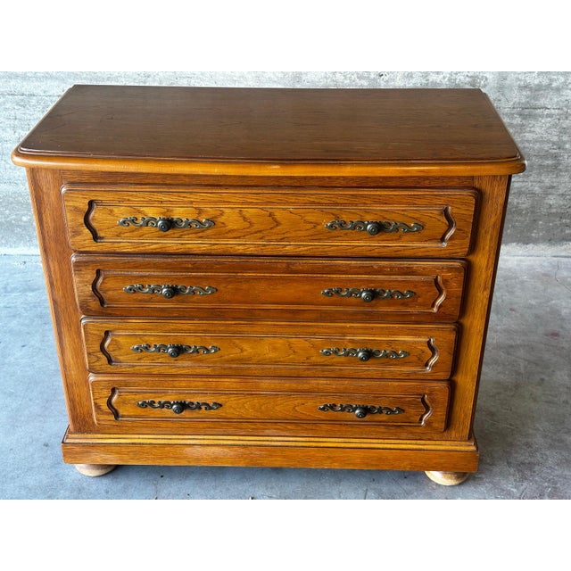 Mid-Century Modern Mid-Century Oak Chest of 4 Drawers, 1950s For Sale - Image 3 of 18