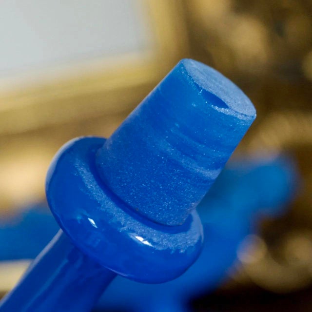 Mid 19th Century Boston & Sandwich Glass Co. Antique Blue Glass Epergne – Victorian Flower Vase, Circa 1860 For Sale - Image 5 of 6
