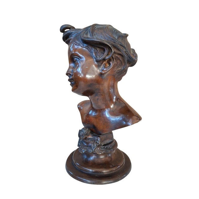 Vincenzo Gemito Alessandro (Anastolè), Bust of Young Boy, 1890, Bronze For Sale - Image 3 of 15