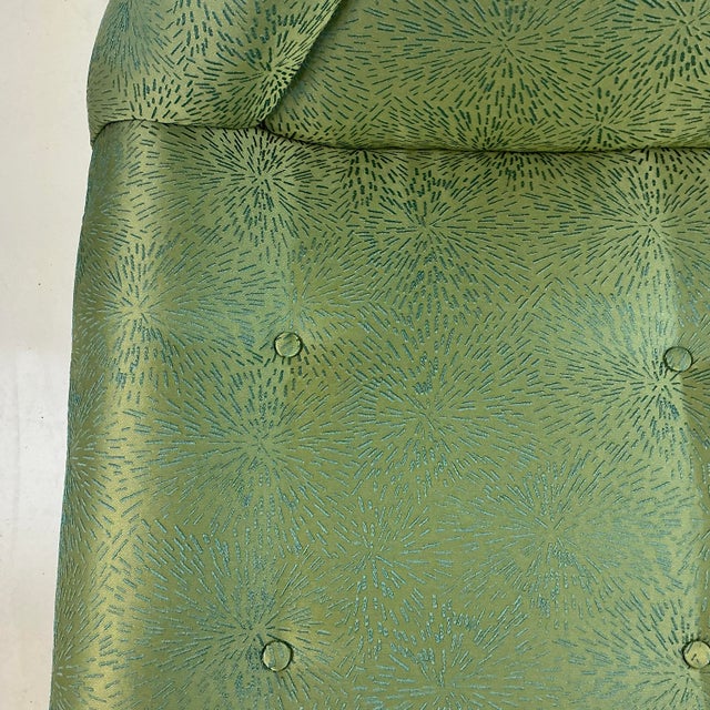 1960s Vintage Italian Luigi Tiengo Scalamandre Starburst Silk Embroidered Gondola Lounge Chair. For Sale - Image 6 of 18