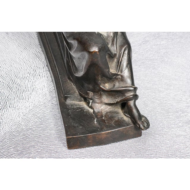 19th Century Antique Victorian Neoclassical Bronze Statue Sculpture of Philosopher Home Decor For Sale - Image 10 of 14