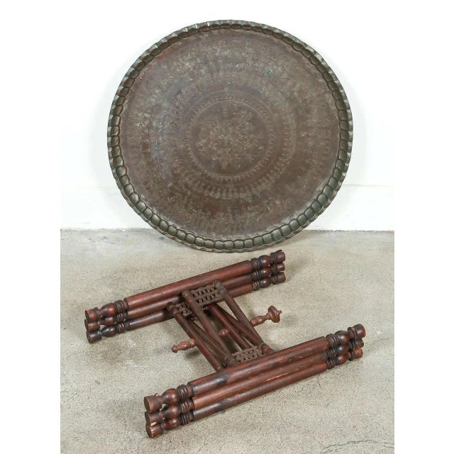 Late 19th Century Persian Mameluke Tray Table on Wooden Folding Stand For Sale - Image 5 of 8