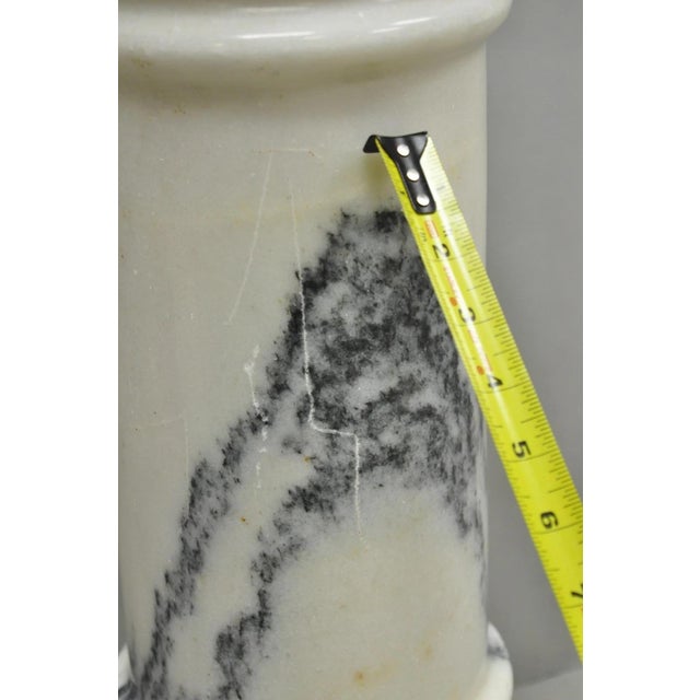 Vintage Italian Classical White Marble Column Form Round 32" Pedestal Bust Stand For Sale - Image 10 of 14