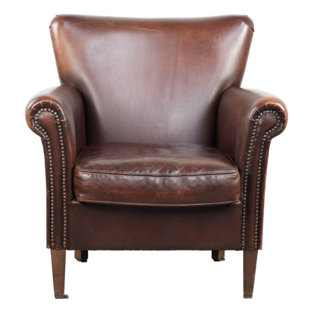 Club Chair in Sheepskin Leather For Sale