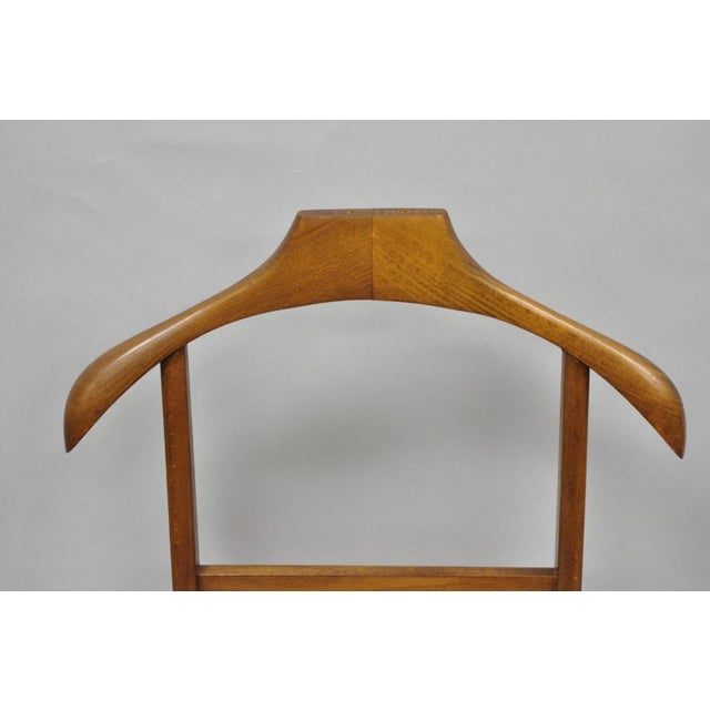 Vintage Mid Century Italian Modern Beech Wood Clothing Valet Chair Seat (A) For Sale - Image 4 of 18
