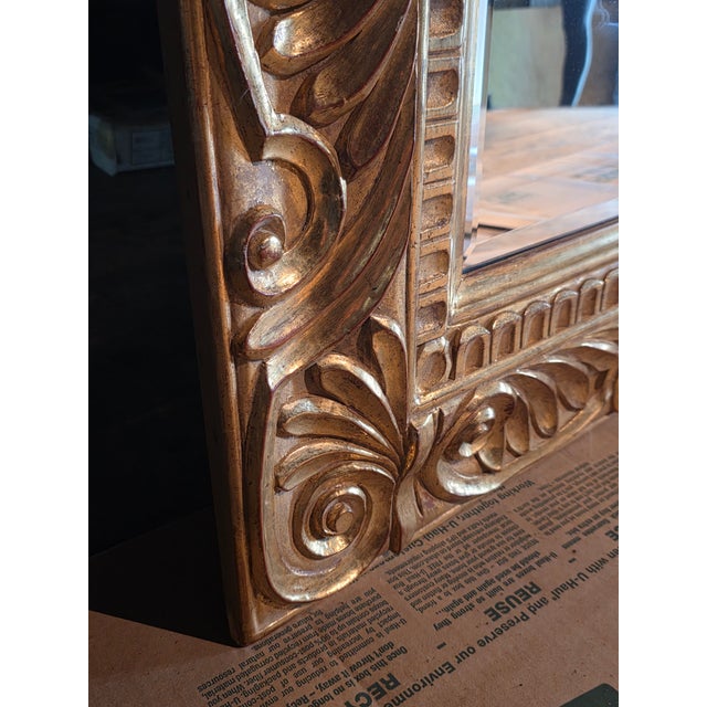 Gold 1990s Large Italian Carved Giltwood Mirror 68x46 For Sale - Image 8 of 13
