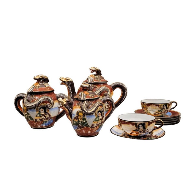 19th Century Tu y yo Satsuma Porcelain Sest with Dragon and Wise Men Motif, Japan, Set of 7 For Sale - Image 17 of 17