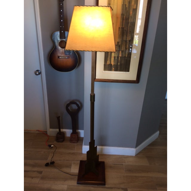 Bronze Arts Crafts Art Deco Torchiere Floor Lamp Chairish