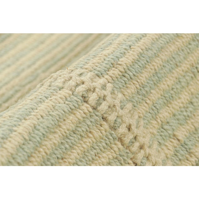 Rug & Kilim’s Contemporary Kilim in Cream White and Blue Textural Stripes For Sale In New York - Image 6 of 7