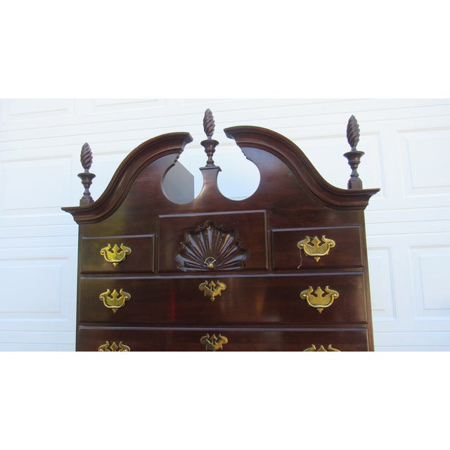 Chippendale 1980s Ethan Allen Highboy Chest of Drawers Cherry Chippendale 2 Pieces For Sale - Image 3 of 11