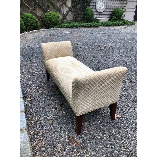 Classic Latticed Pattern Bench in Gold/Yellow and Off-White | Chairish