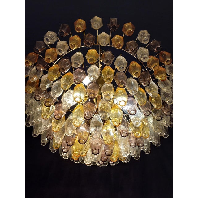 Handmade Multicolored Polyhedron Glass Chandelier, 1962 For Sale - Image 11 of 13