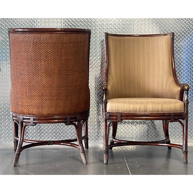 Lexington Tommy Bahama Landara Collection Chair Pair, Rattan Dining Chair, Host Chairs For Sale - Image 11 of 12