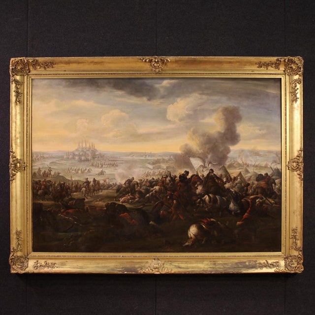 Italian Artist, Battle Between Christians and Ottomans, 1720, Oil on Canvas, Framed For Sale - Image 15 of 15