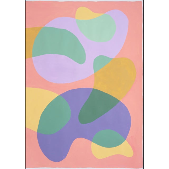 2020s 2024, Great Barrier Reef Triptych, Mid-Century Abstract Shapes in Vivid Tones; Acrylic Painting on Watercolor Paper by Ryan Rivadenerya For Sale - Image 5 of 11