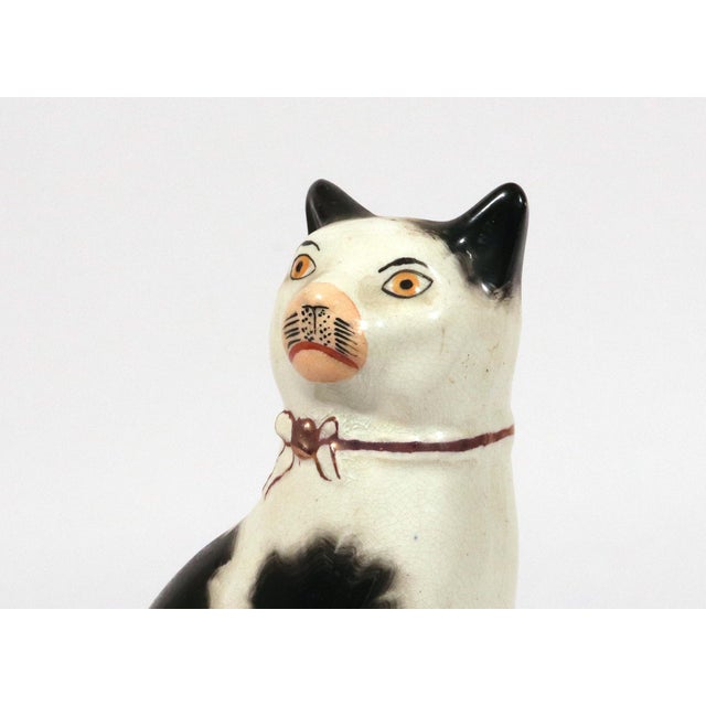 Pair of Staffordshire Pottery Seated Cats on Cushions For Sale - Image 10 of 12