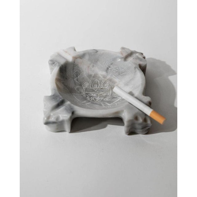Mid-Century Mexican Marble Ashtray with Engraved Aztec Motif, 1970s For Sale - Image 5 of 12