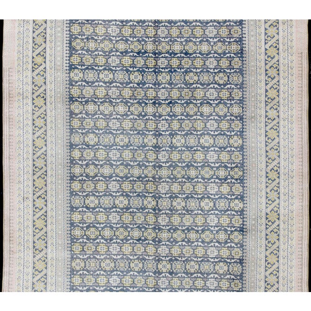 Antique Khotan Rug in Shades of Blue With Gray, L. Pink and Yellow Accents 9'8 X 13'4 For Sale - Image 4 of 13