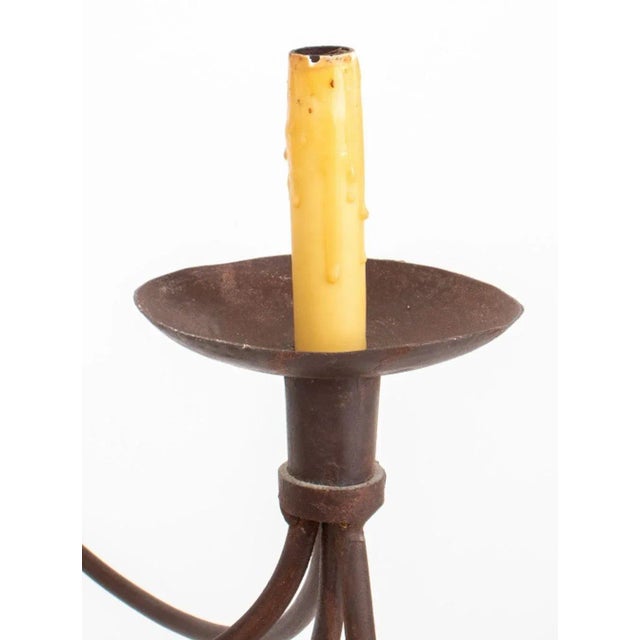 Metal American Wrought Iron Six-Light Chandelier For Sale - Image 7 of 11