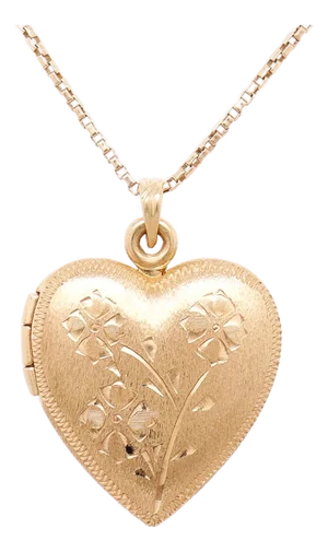 Mid-Century 14k Gold Brite-Cut Figural Heart Locket Pendant