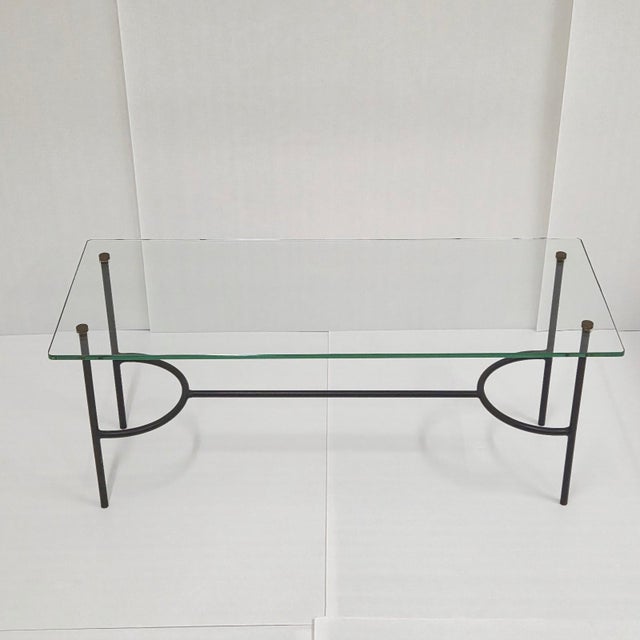 Good overall condition. Usual signs of wear and scratches on the glass top, a chip on the edge (see photo). Length 85 cm....