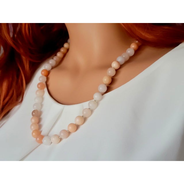 Orange Oregon Peach Opal Beaded Necklace by Noblesse Oblige Studio, 24.5" For Sale - Image 8 of 11