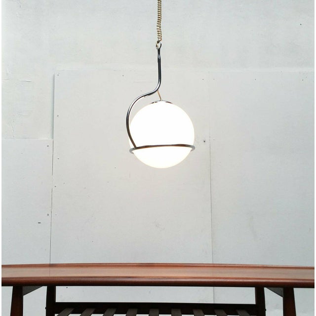 Metal Mid-Century Space Age Italian Glass Ball Pendant, 1960s For Sale - Image 7 of 18