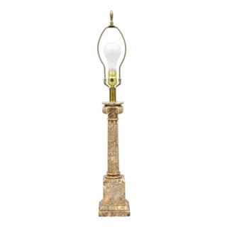 Vintage Italian Classical Carved Marble Corinthian Column Table Lamp For Sale