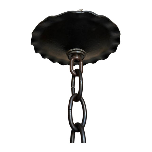 Antique Wrought Iron Chandelier With Botanical Torches For Sale In Los Angeles - Image 6 of 9