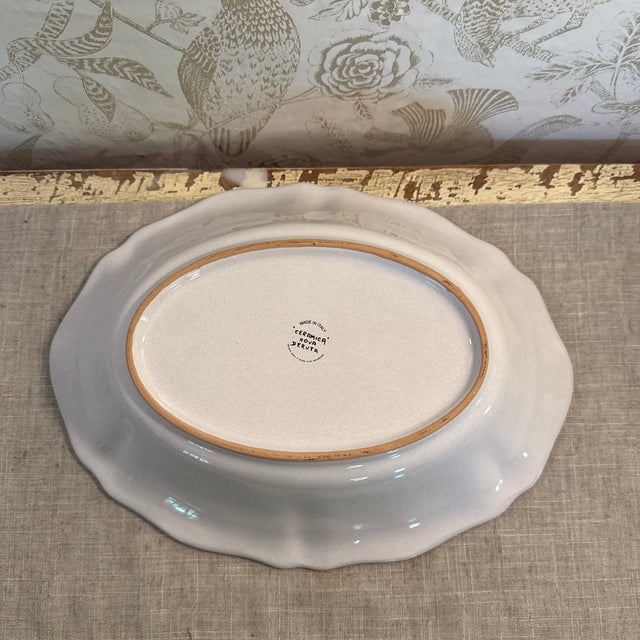 White Late 20th Century Ceramica Nova Deruta Hand Painted Oblong Serving Bowl Italy For Sale - Image 8 of 9
